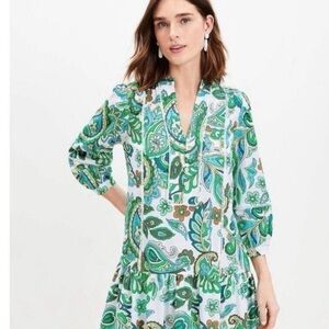 LOFT 
Paisley Split Neck Swing Dress